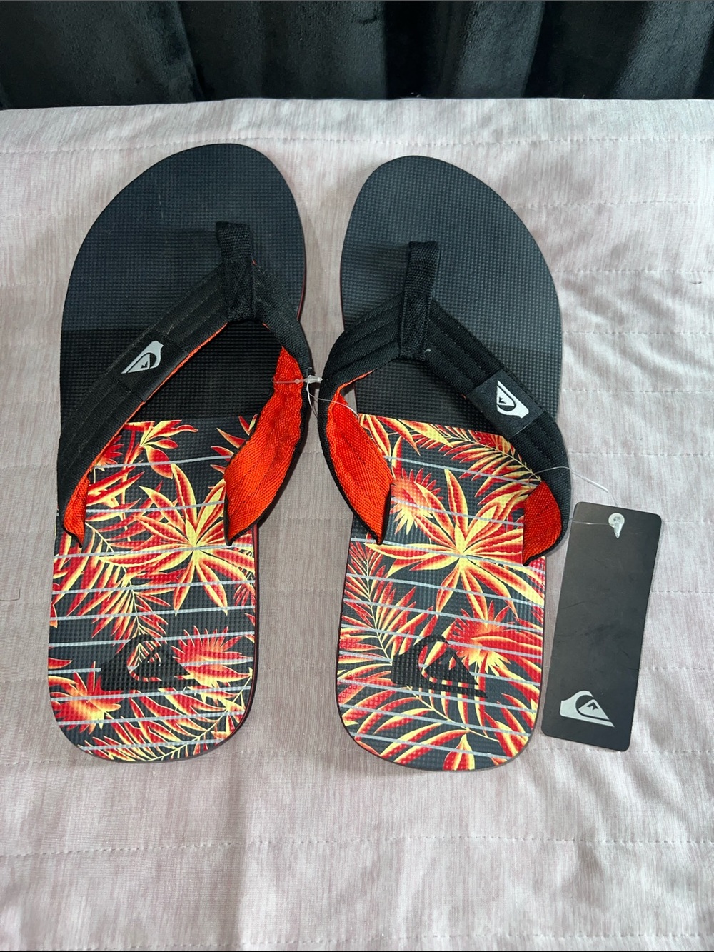Quiksilver Palm Print Mens Flip Flops - Black & Red